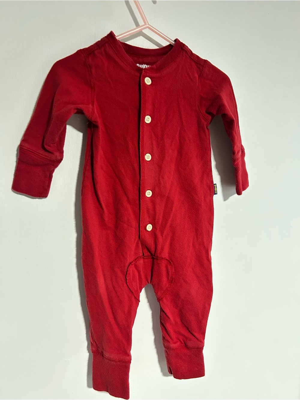 Santa’s Helper OshKosh B'gosh Red Button-Front Footie One-Piece